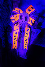 Blacklight Responsive Haunted Mansion Graveyard Bow and Skull Set