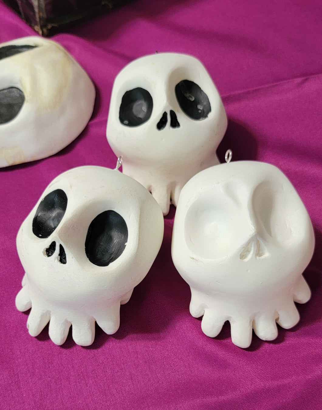 Trio of Original Style Skull Ornaments