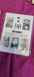 Set if five Nightmare Before Christmas Cards.