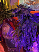 Load image into Gallery viewer, Haunted Mansion Holiday inspired 6 foot black gothic garland draped on Victorian-style fireplace mantel with floating candles