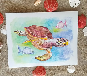 Limited Run Hawksbill Turtle Watercolor Print