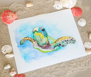 Sea Turtle 1 watercolor print