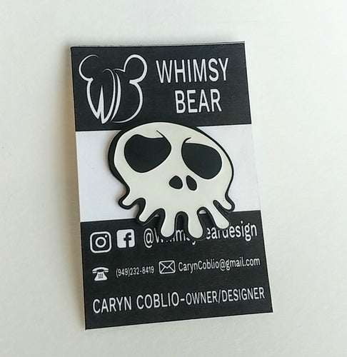 *GLOW IN THE DARK!!!!* Skull Pin. Original Whimsy Bear Design
