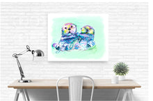 Sea Otters Holding Hands Watercolor Print