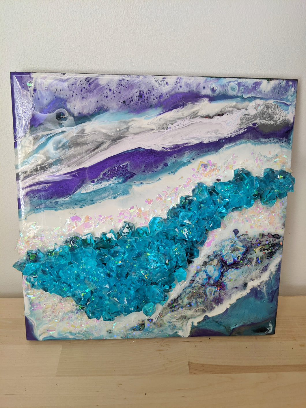 3D resin geode painting Blues