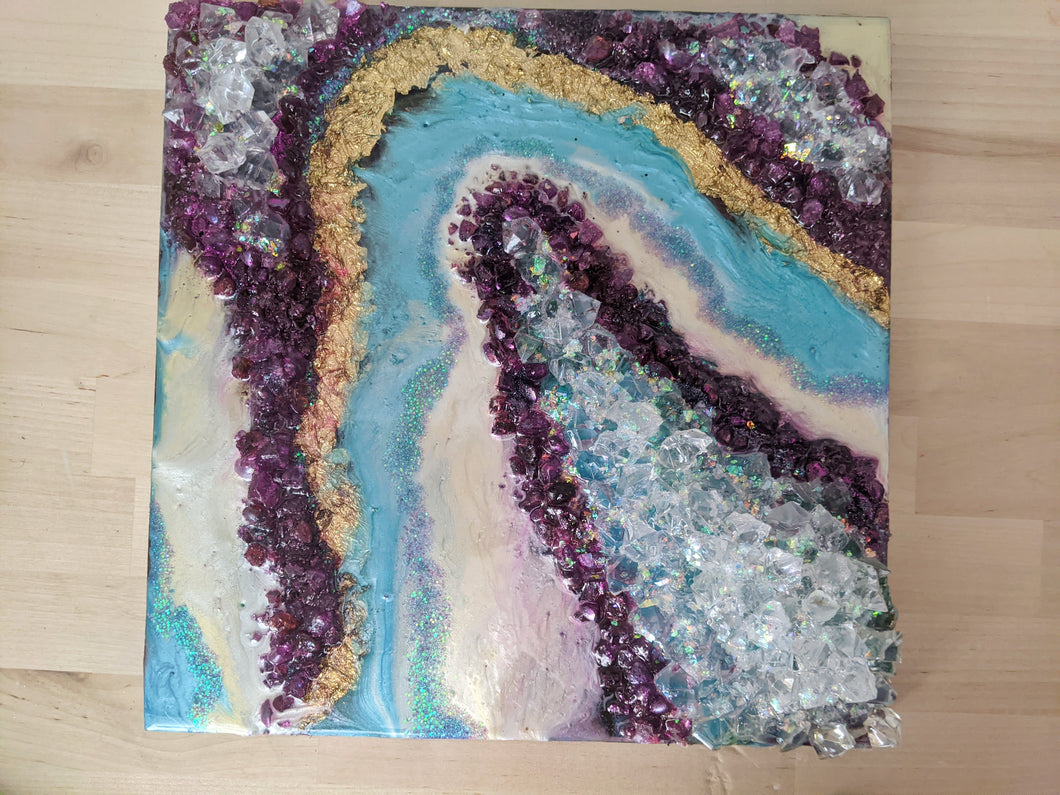 3D resin painting Purple and Gold