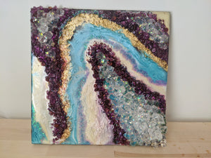 3D resin painting Purple and Gold