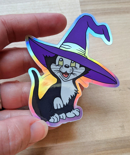 Kitty in a Witch Hat Sticker