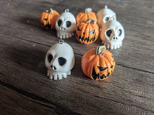 Itty Bitty Skull and Pumpkin Ornament Set