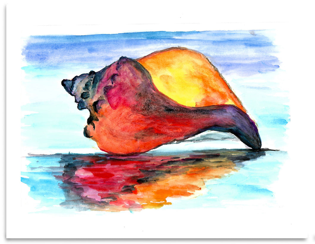Original Sunset Sea Shell Painting