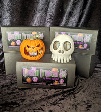 Load image into Gallery viewer, Haunted Mansion Holiday ornament set with Jack Skellington pumpkin and skull decor by Whimsy Bear Designs