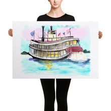 Mississippi River Boat Watercolor Print on Canvas