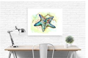 Blue Star Fish Print